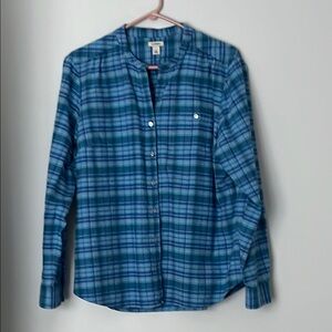 L.L. Bean Teal and Navy Plaid Shirt Women LL Bean flannel shirt